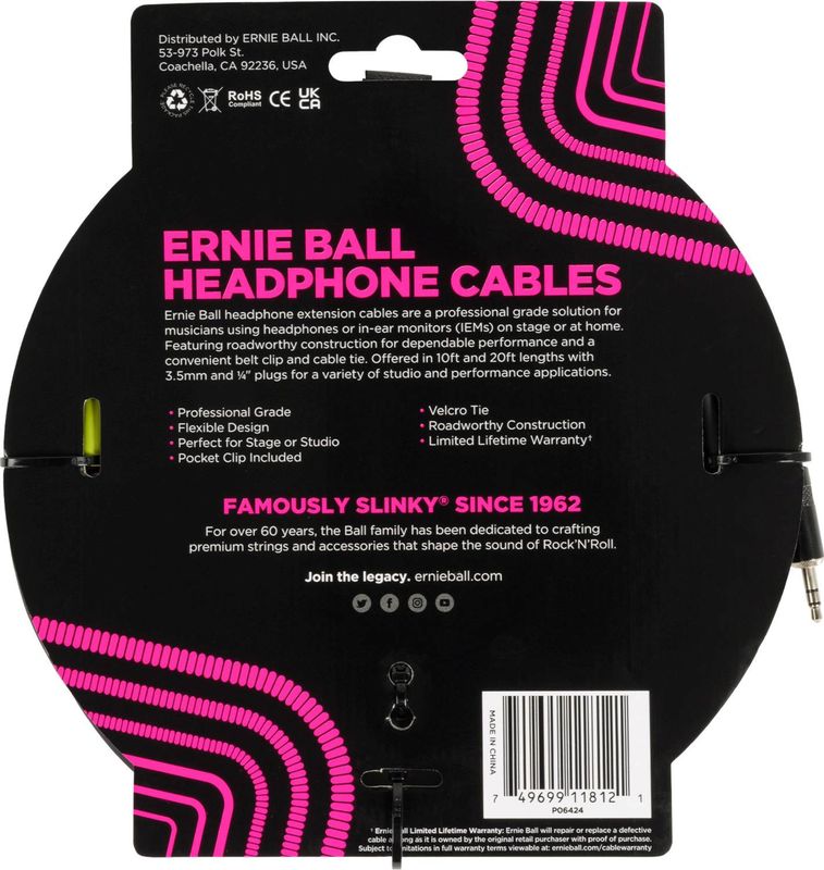 Ernie Ball 6424 Headphone Extension Cable