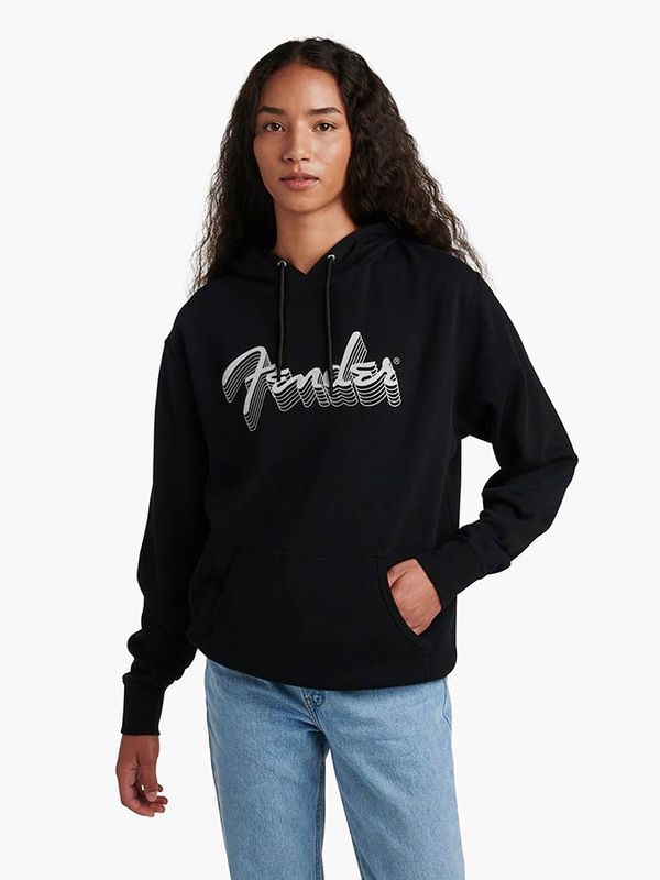 Fender Clothing reflective hoodie XL, Svart