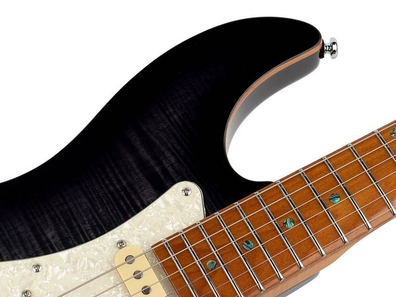 Sire S7FM/TBK Larry Carlton electric guitar S-style with flamed maple top transparent black