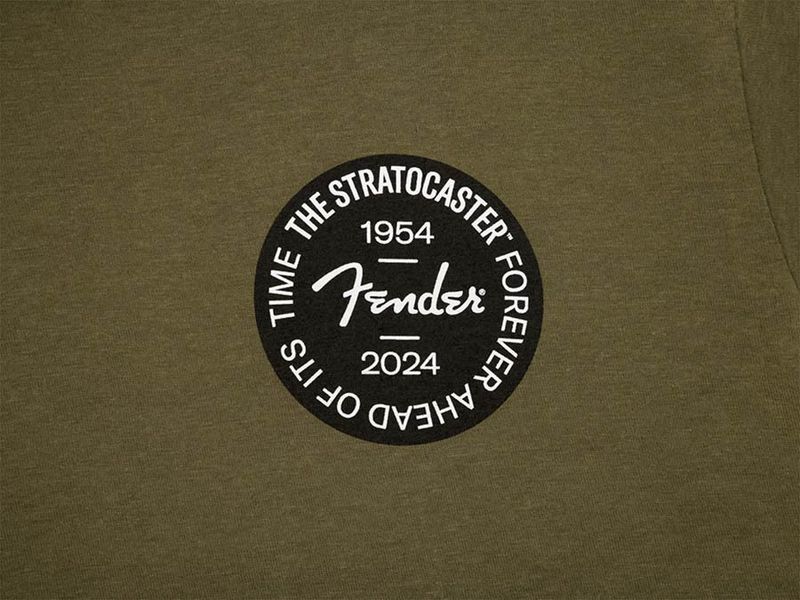 Fender Stratocaster 70th Anniversary badge tee, olive, XXL